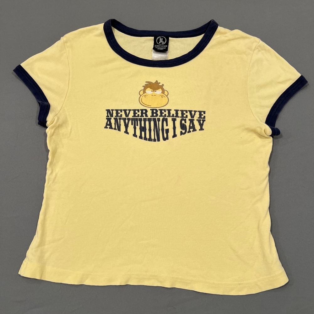 Vintage Y2K Jerry Leigh Monkey Ringer Baby Tee crop Sarcastic Graphic Shirt